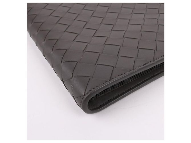 Bottega Veneta Clutch Portfolio Grey Large Marrone - vista 8