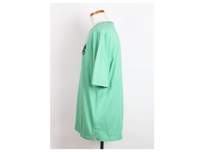 Hermès Kurzärmeliges T-Shirt mit Pferd-Lederpatch Mintgrün - Ansicht 3