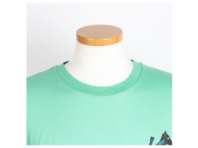 Hermès Kurzärmeliges T-Shirt mit Pferd-Lederpatch Mintgrün - Ansicht 5