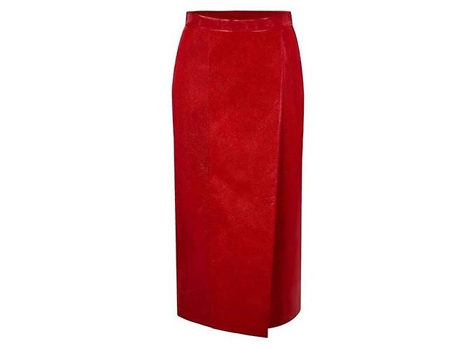 Gucci Aufbereiteter Lederrock Rot - Ansicht 5