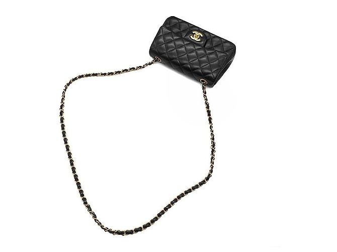 Chanel Borsa a tracolla Classic New Mini in agnello Nero - vista 4