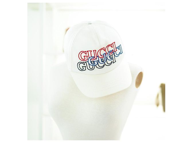 Gucci Multi Logo Cap aus Baumwolle Weiß Blau - Ansicht 11