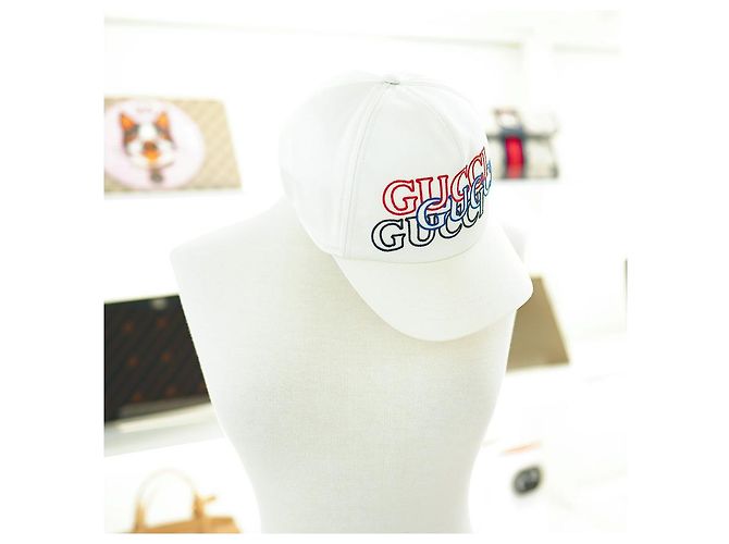 Gucci Multi Logo Cap aus Baumwolle Weiß Blau - Ansicht 12