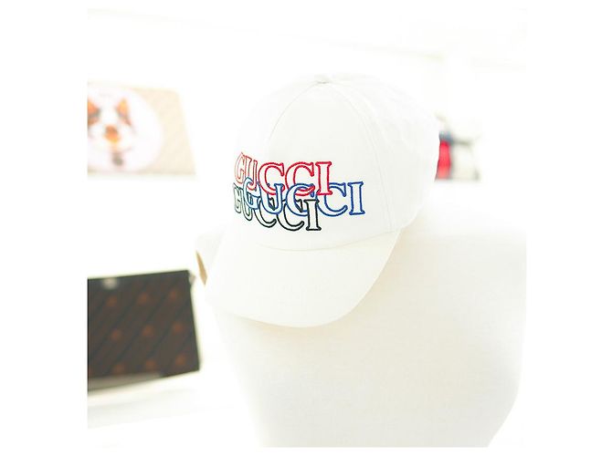 Gucci Multi Logo Cap aus Baumwolle Weiß Blau - Ansicht 13