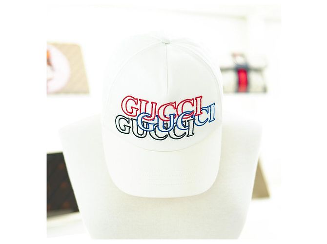 Gucci Multi Logo Cap aus Baumwolle Weiß Blau - Ansicht 9