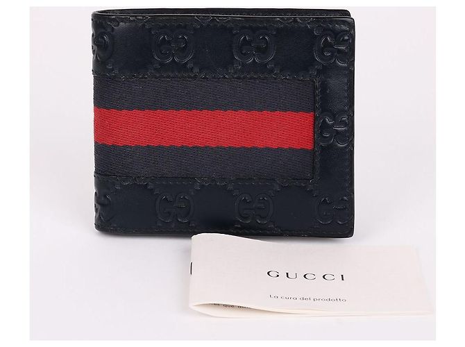 Gucci Navy Cima Leather Men's Wallet Blue - view 10