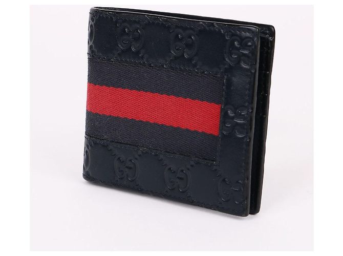 Gucci Navy Cima Leather Men's Wallet Blue - view 2