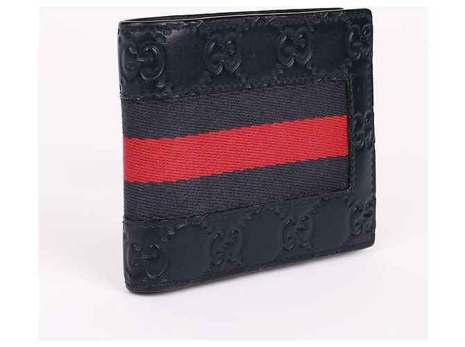 Gucci Navy Cima Leather Men's Wallet Blue - view 3