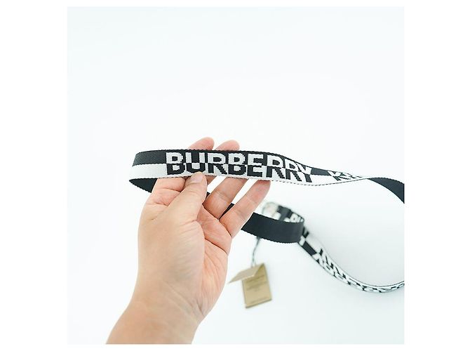 Burberry Collana con cinturino in nylon bianco e nero Logo Kingdom - vista 2