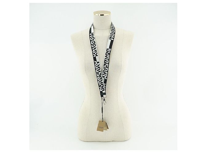 Burberry Collana con cinturino in nylon bianco e nero Logo Kingdom - vista 3