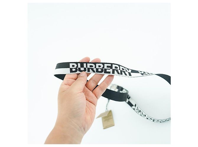 Burberry Collana con cinturino in nylon bianco e nero Logo Kingdom - vista 5