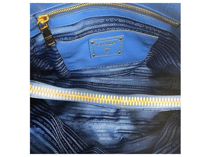 Prada Borsa Tote e Borsa a Spalla Vitello Daino Blu - vista 7