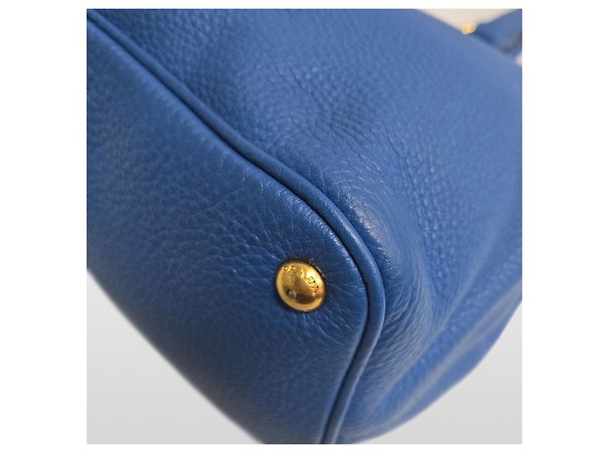 Prada Borsa Tote e Borsa a Spalla Vitello Daino Blu - vista 9