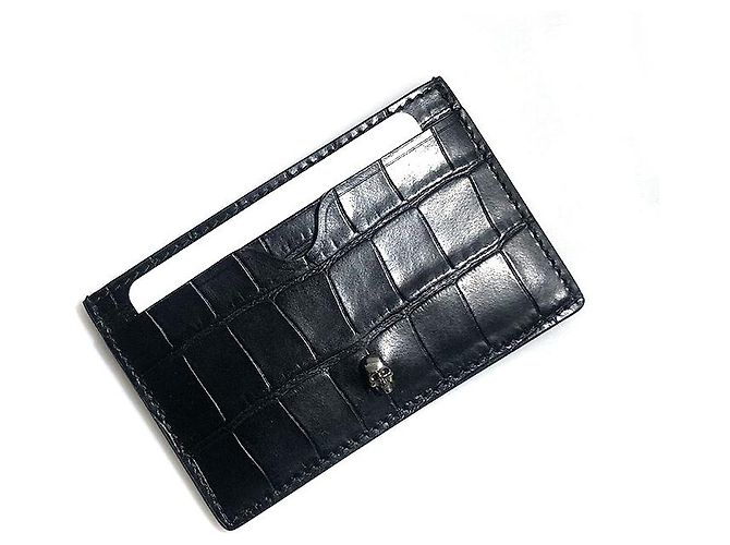 Alexander Mcqueen Tarjetero Skull Crocodile DZTFY Negro - vista 2