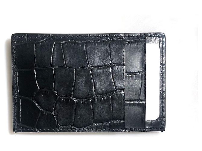 Alexander Mcqueen Tarjetero Skull Crocodile DZTFY Negro - vista 3