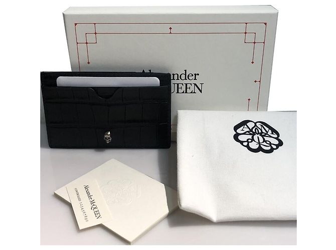 Alexander Mcqueen Tarjetero Skull Crocodile DZTFY Negro - vista 5