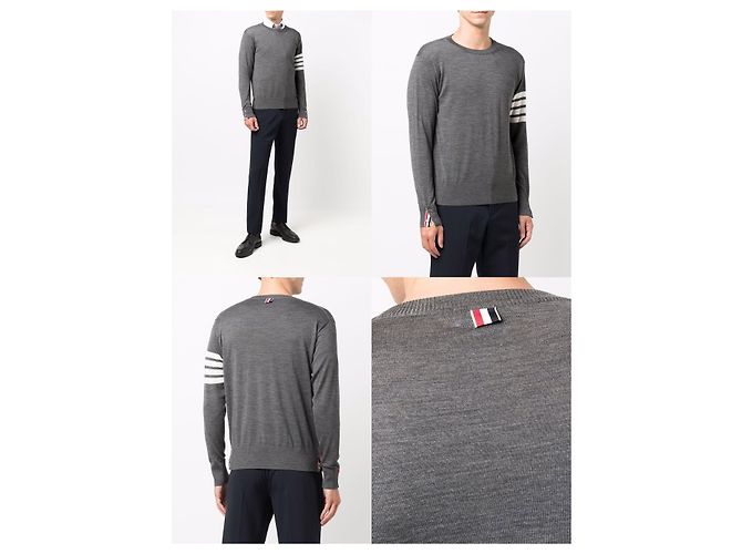Thom Browne Merino Wool Argyle Knit Sweater Black - view 10