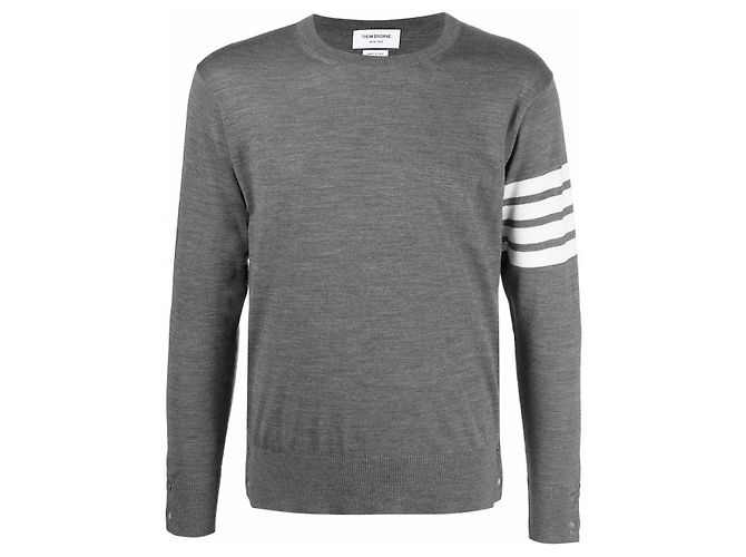 Thom Browne Merino Wool Argyle Knit Sweater Black - view 2