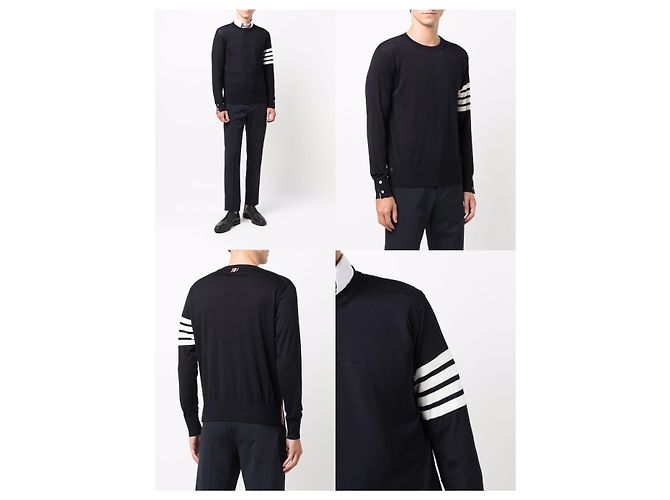 Thom Browne Merino Wool Argyle Knit Sweater Black - view 8