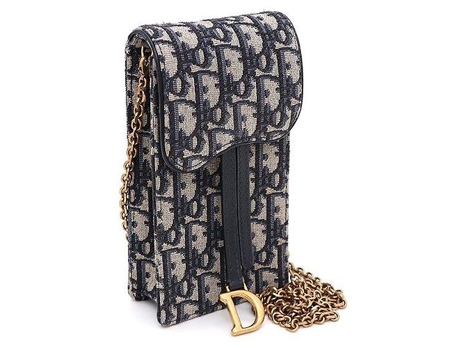 Dior Mini borsa a tracolla Oblique Saddle Gold Chain Blu - vista 2