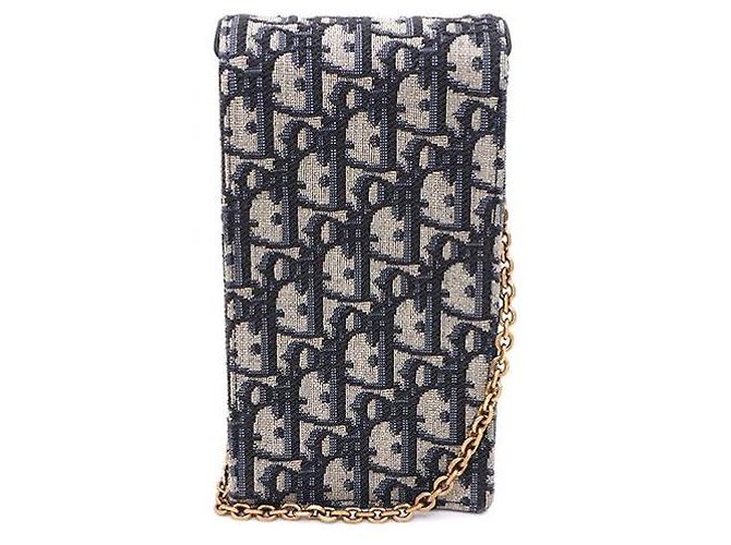 Dior Mini borsa a tracolla Oblique Saddle Gold Chain Blu - vista 3