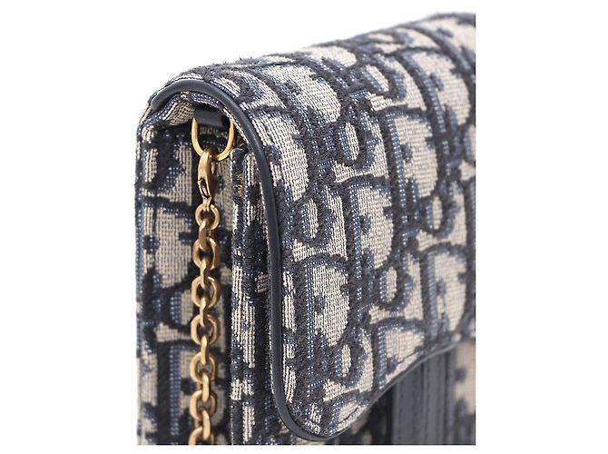 Dior Mini borsa a tracolla Oblique Saddle Gold Chain Blu - vista 4