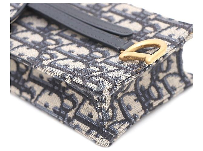 Dior Mini borsa a tracolla Oblique Saddle Gold Chain Blu - vista 5