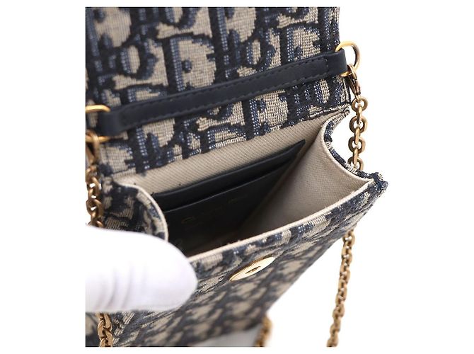 Dior Mini borsa a tracolla Oblique Saddle Gold Chain Blu - vista 7