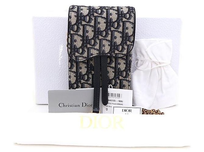 Dior Mini borsa a tracolla Oblique Saddle Gold Chain Blu - vista 9