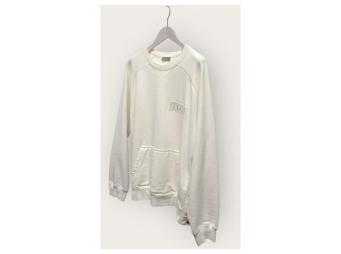 Dior Sacai Sweatshirt aus cremefarbener Baumwolle mit Logo-Patch Weiß - Ansicht 2