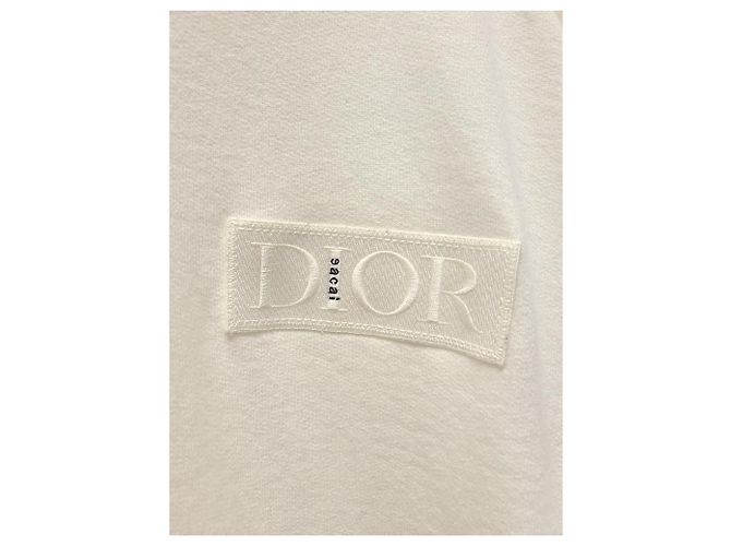 Dior Sacai Sweatshirt aus cremefarbener Baumwolle mit Logo-Patch Weiß - Ansicht 3