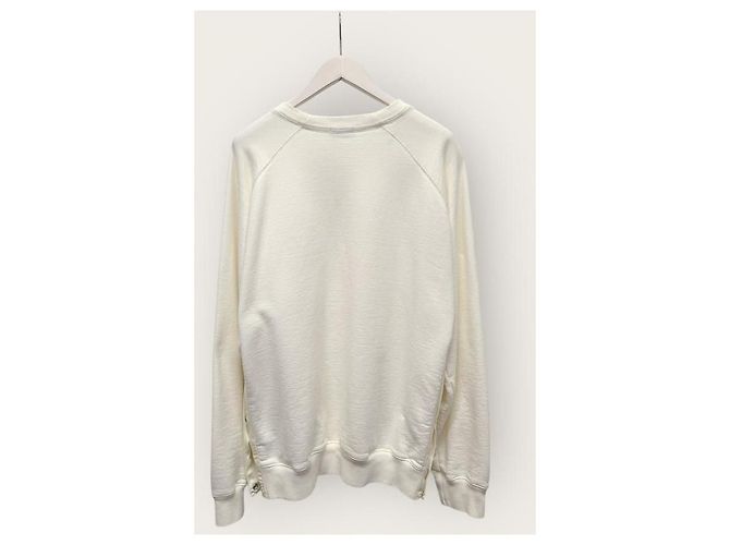 Dior Sacai Sweatshirt aus cremefarbener Baumwolle mit Logo-Patch Weiß - Ansicht 4