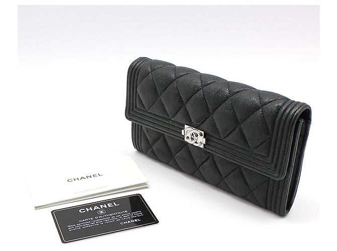 Chanel Cartera larga Silver Boy negra de Black Caviar Negro - vista 2