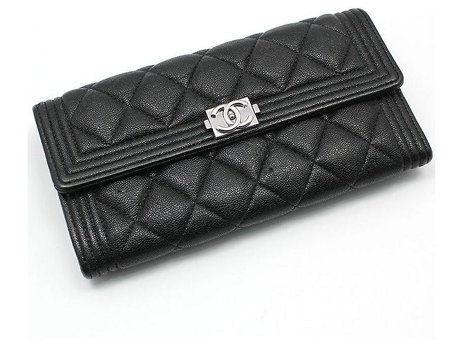 Chanel Cartera larga Silver Boy negra de Black Caviar Negro - vista 3