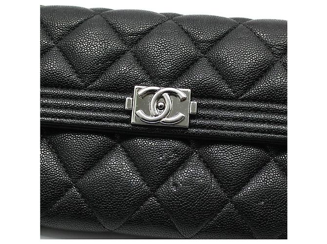 Chanel Cartera larga Silver Boy negra de Black Caviar Negro - vista 5