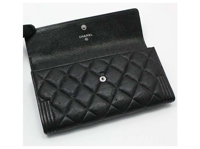 Chanel Cartera larga Silver Boy negra de Black Caviar Negro - vista 6