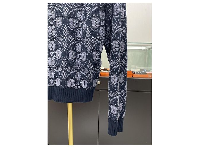 Louis Vuitton Pull en maille à col rond en jacquard monogramme floral Noir - vue 4