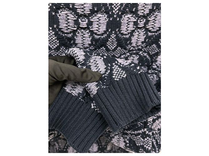 Louis Vuitton Pull en maille à col rond en jacquard monogramme floral Noir - vue 5