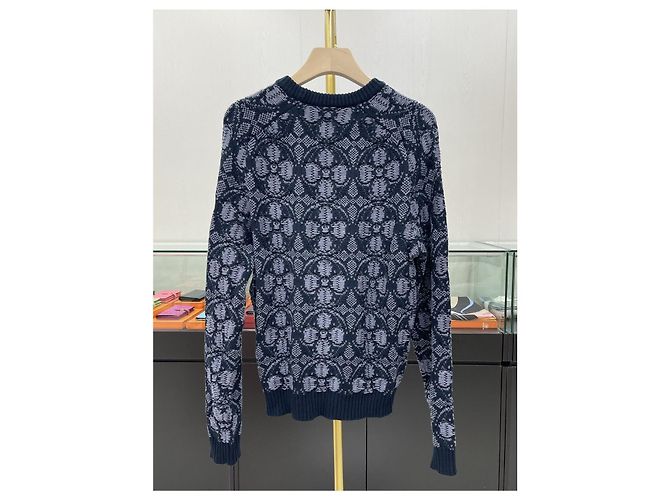 Louis Vuitton Pull en maille à col rond en jacquard monogramme floral Noir - vue 7