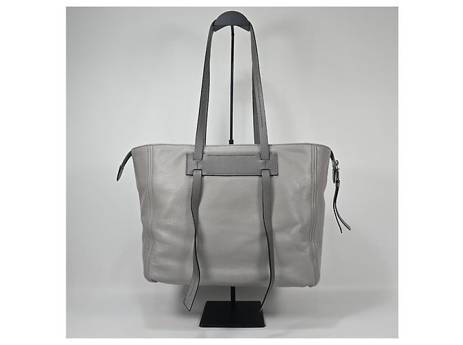 Miu Miu Bolso Tote de cuero con aspecto gris Castaño - vista 4