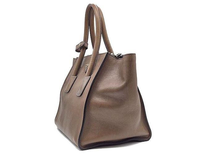 Prada Glace Kalbsleder Double Handle Tote und Schultertasche Braun - Ansicht 2