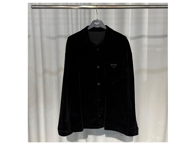 Prada Sobrecamisa in velluto di cotone elasticizzato Argento - vista 2