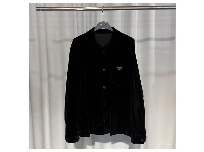 Prada Sobrecamisa in velluto di cotone elasticizzato Argento - vista 3