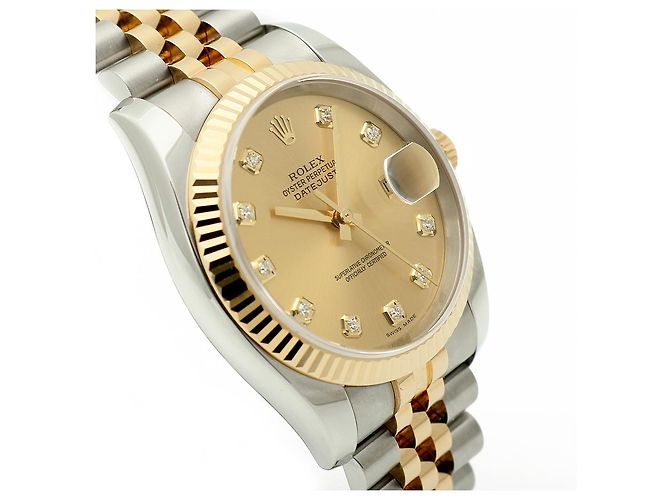 Rolex Orologio Combo Datejust da Uomo con Diamanti Originali Giallo - vista 12