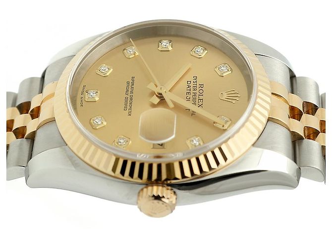 Rolex Orologio Combo Datejust da Uomo con Diamanti Originali Giallo - vista 13
