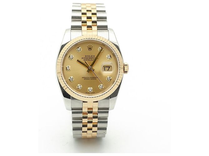 Rolex Orologio Combo Datejust da Uomo con Diamanti Originali Giallo - vista 16