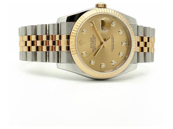Rolex Orologio Combo Datejust da Uomo con Diamanti Originali Giallo - vista 19