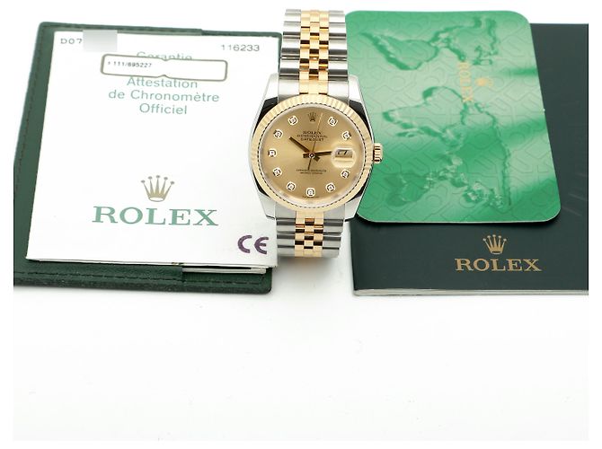 Rolex Orologio Combo Datejust da Uomo con Diamanti Originali Giallo - vista 2