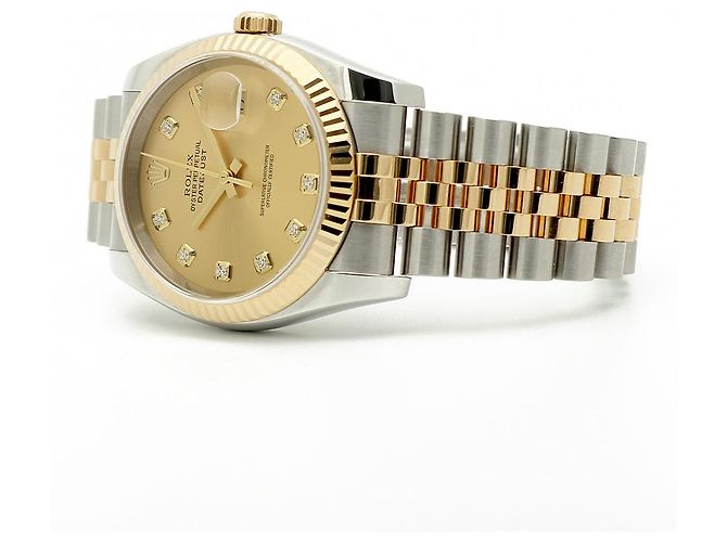 Rolex Orologio Combo Datejust da Uomo con Diamanti Originali Giallo - vista 20