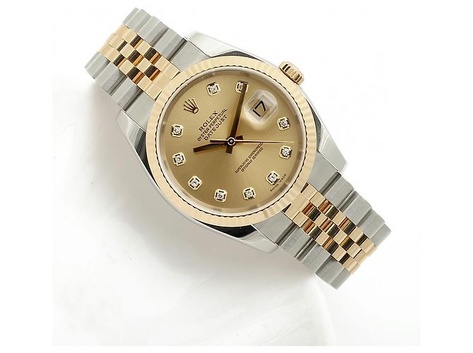 Rolex Orologio Combo Datejust da Uomo con Diamanti Originali Giallo - vista 21